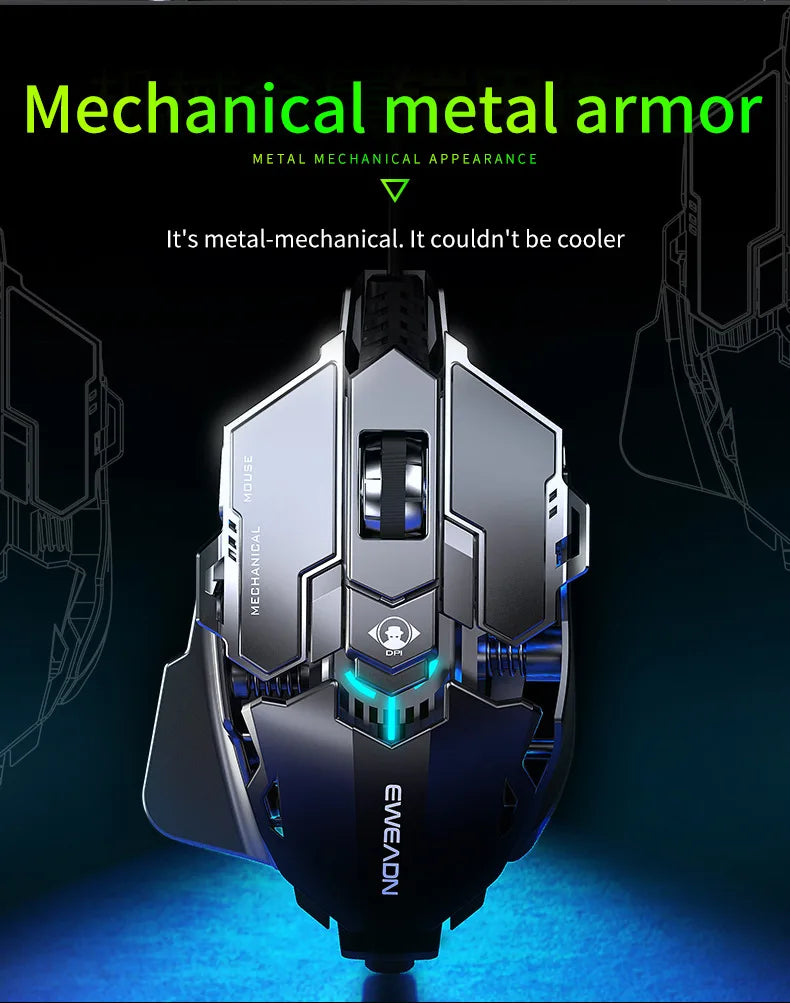 MK500 RGB Backlight Wired Mechanical Mouse 12800DPI Adjustable Macro Programming E-Sport Ergonomic Gaming Mouse For PC Laptop