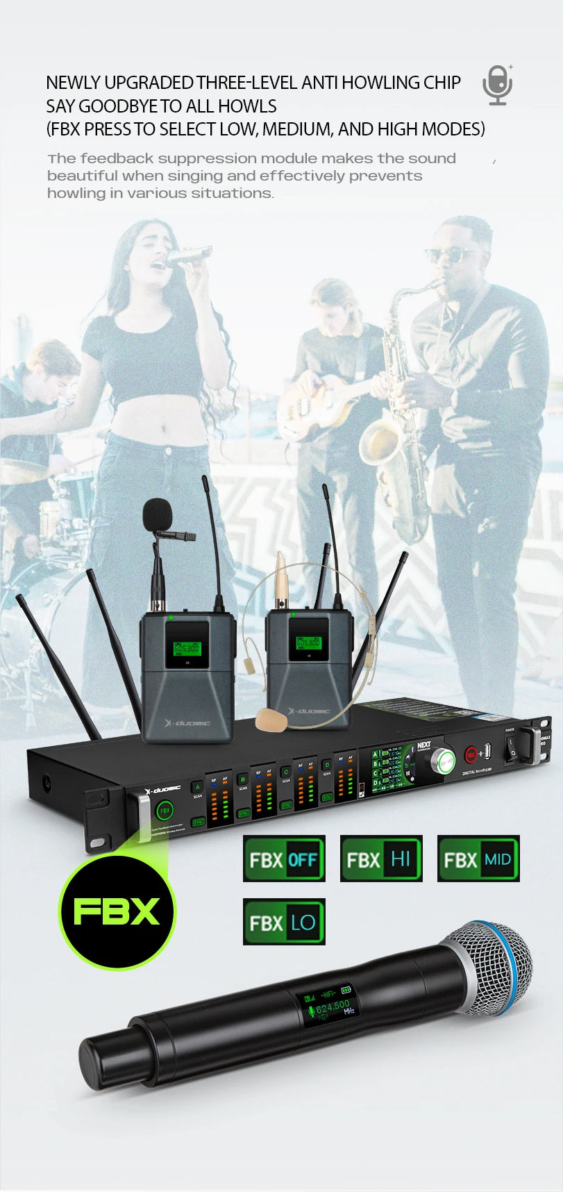 X-DUOMIC M300PRO true diversity one to four wireless microphone professional stage performance balanced reverb anti-howling