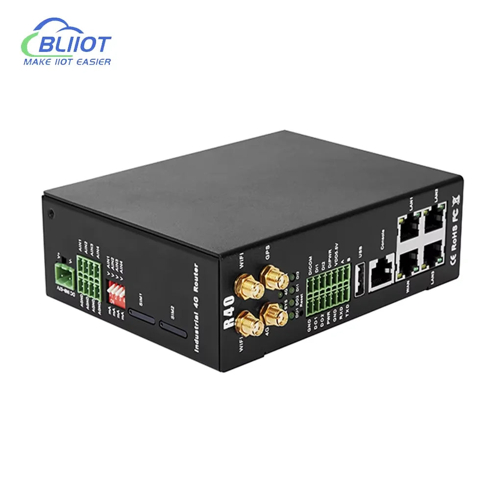 BLIIOT 4G Industrial Edge Router Smart City Street WiFi Router Upload Cloud Platform ThingsBoard Data Acquisition IO Module