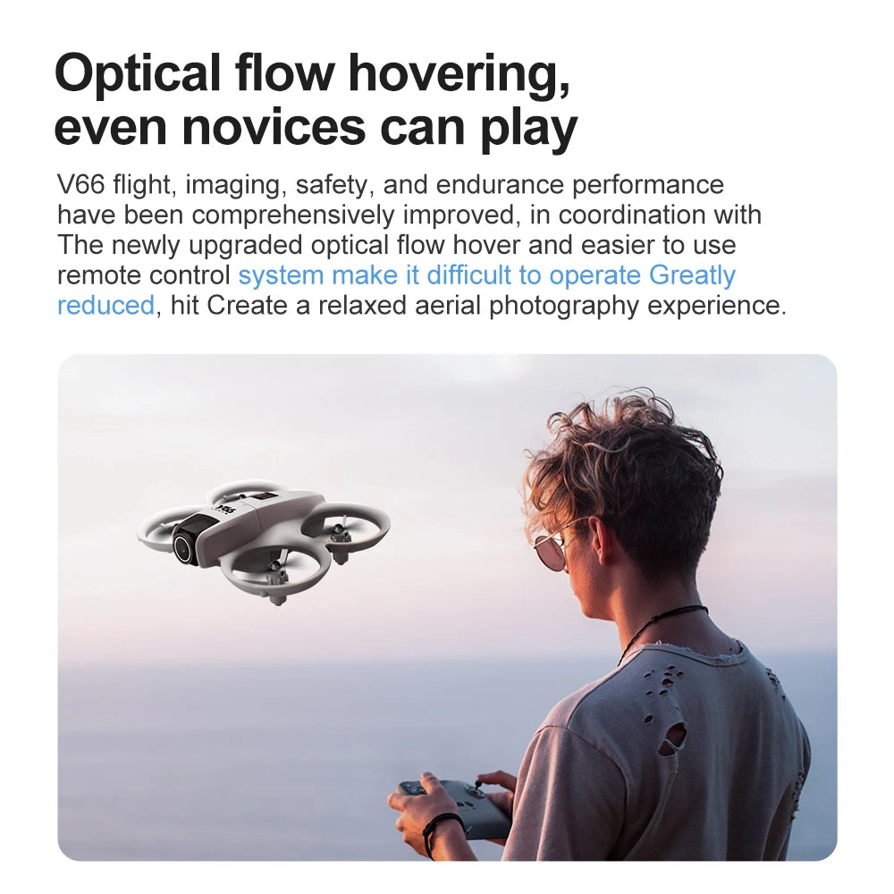 New V66 Mini Drone WIFI FPV Hover 4K Professional HD Camera Pocket Coloful Lights Dron Rc Plane Foldable RC Quadcopter Boy Toys