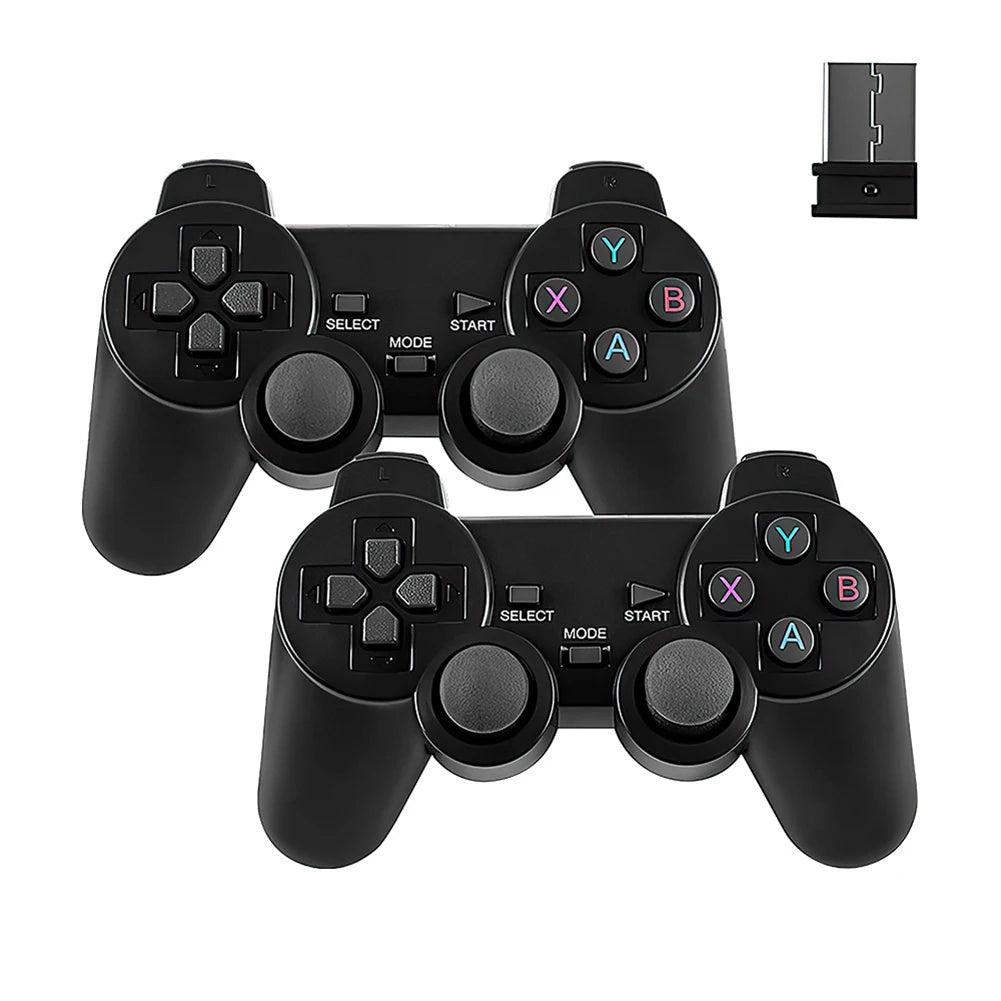 2.4GHz Wireless Gamepad Twin Pack - No Delay Dual Shock Controllers for M8/D90 Game Stick, PC, Android TV Box with Battery Power