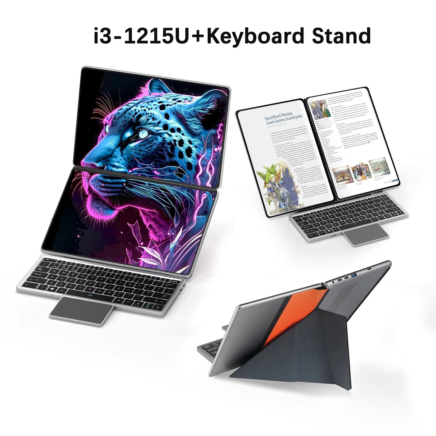 GLF-S2 10.9+10.95 Inch Dual Screen Laptop Intel i3 1215U N100 Touchscreen Notebook WIFI 6 180° flip Win11 Laptop Tablet Computer