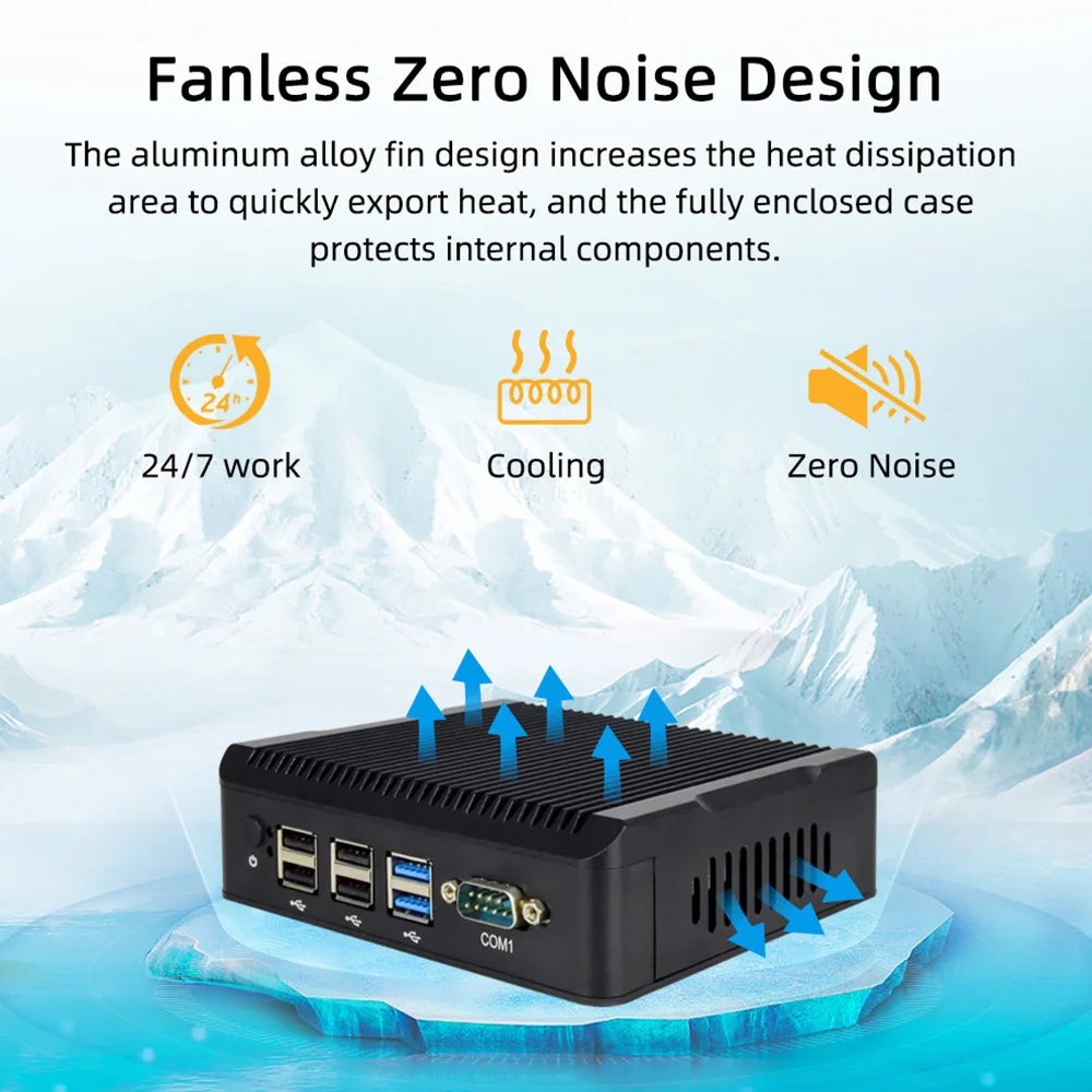 Firewall Industrial Computer Mini pc Fanless Intel Celeron J4125 N5095 4x 2.5G Router LAN NVMe pfsense Firewall Gaming Mini PC