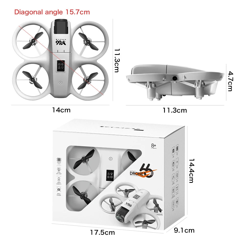 New V66 Mini Drone WIFI FPV Hover 4K Professional HD Camera Pocket Coloful Lights Dron Rc Plane Foldable RC Quadcopter Boy Toys