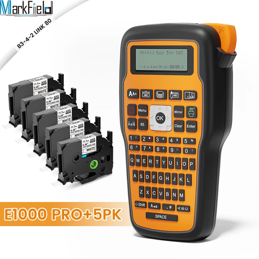 E1000 PRO Portable Label Printer 203dpi Compatible for Brother TZe231 HSE231 FX231 6-12mm Label Maker Machine Industrial Labeler