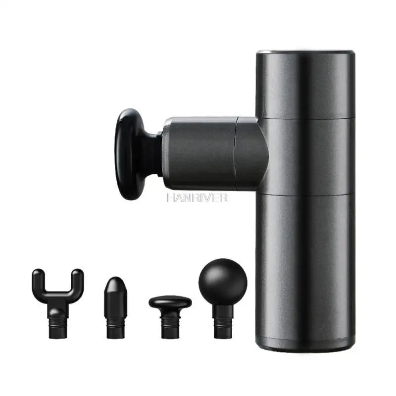 Mini Massage Gun Deep Muscle Vibration Relief Pain Relax Fitness Equipment Noise Reduction Design 4 Massage Heads Massager