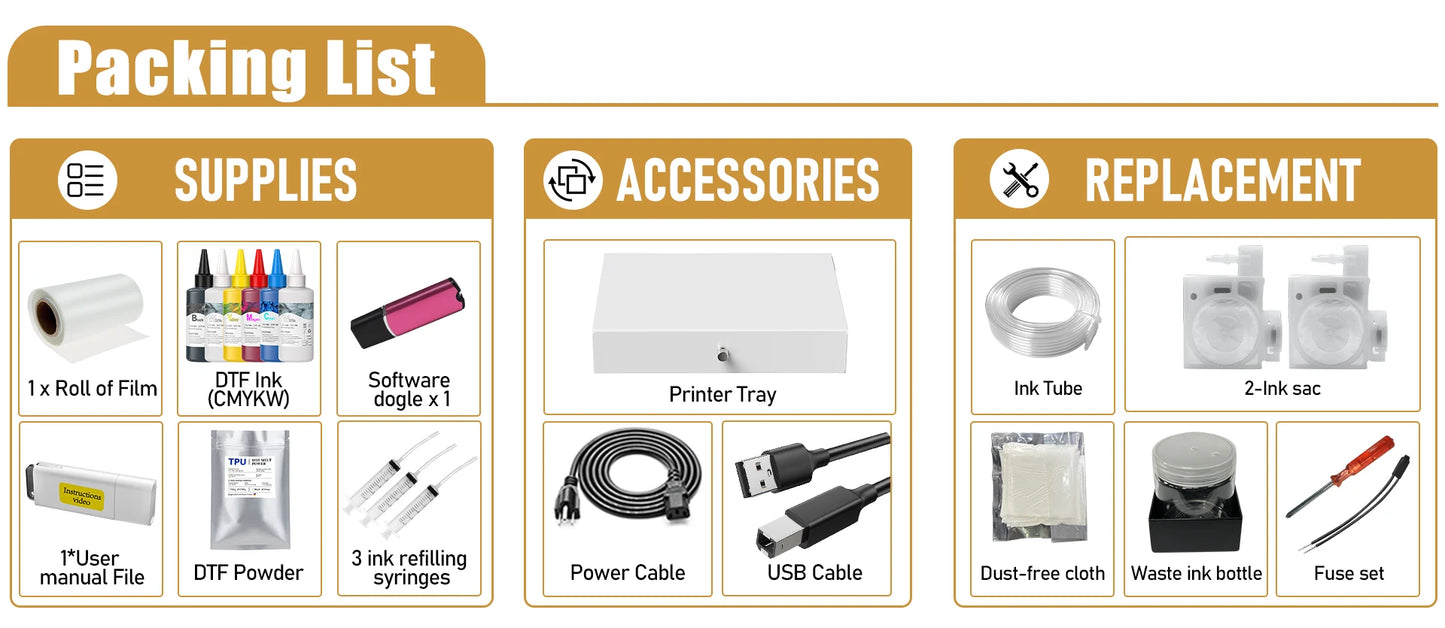 Colorsun A3 DTF Printer For Epson L1800 DTF Printing Machine Direct to Film Impresora A3 DTF Printers For T-Shirt Hoodies Fabric