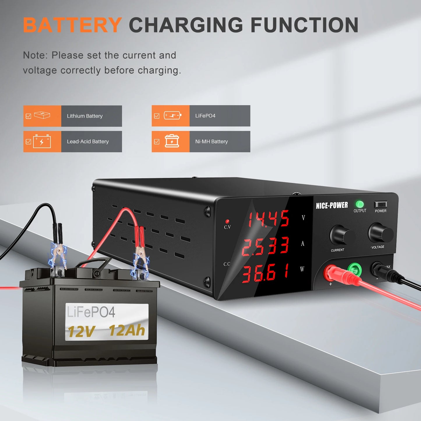 NICE-POWER 1200W 3000W DC Adjustable Power Supply Lab Bench Source 30V 60V 100V 200V 300V10A 30A 60A 80A 100A Voltage Regulator