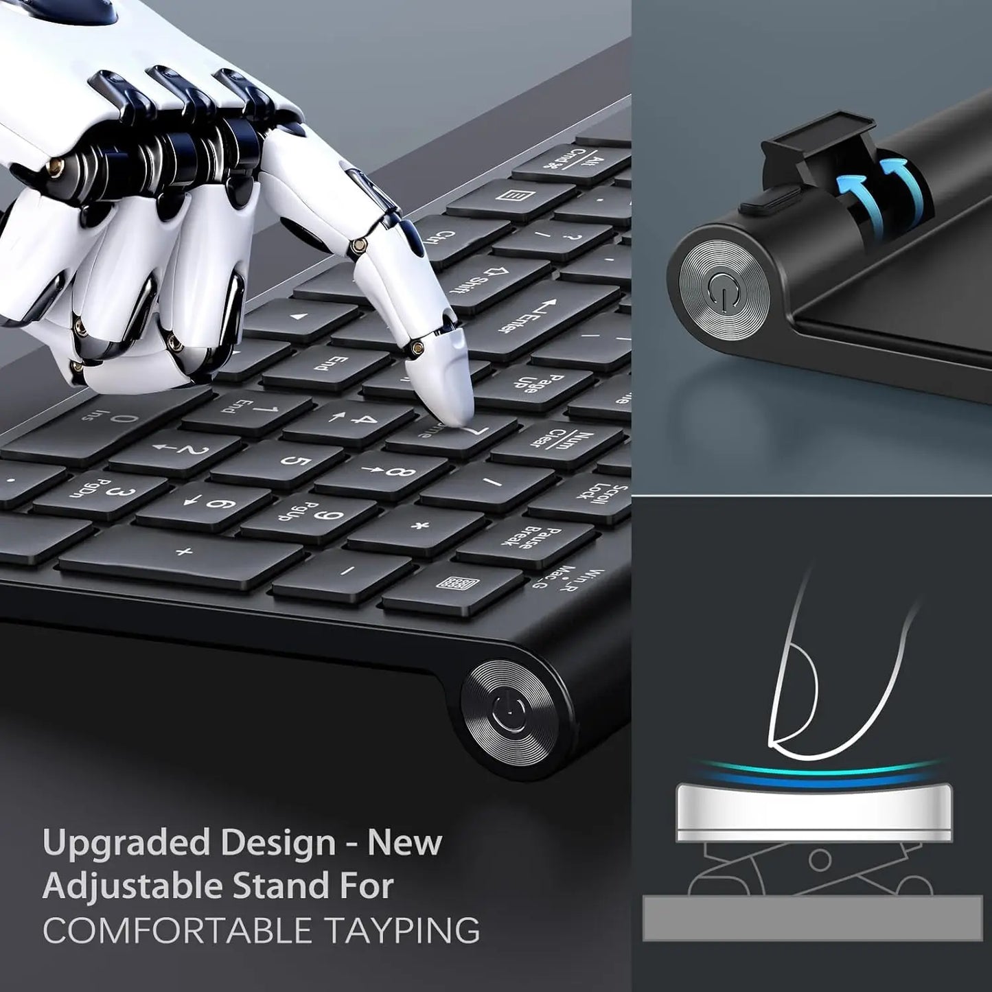 Ergonomic wireless keyboard and mouse, AZERTY, France, quiet and portable, including USB-A and USB-C ports, suitable for Mac/PC/