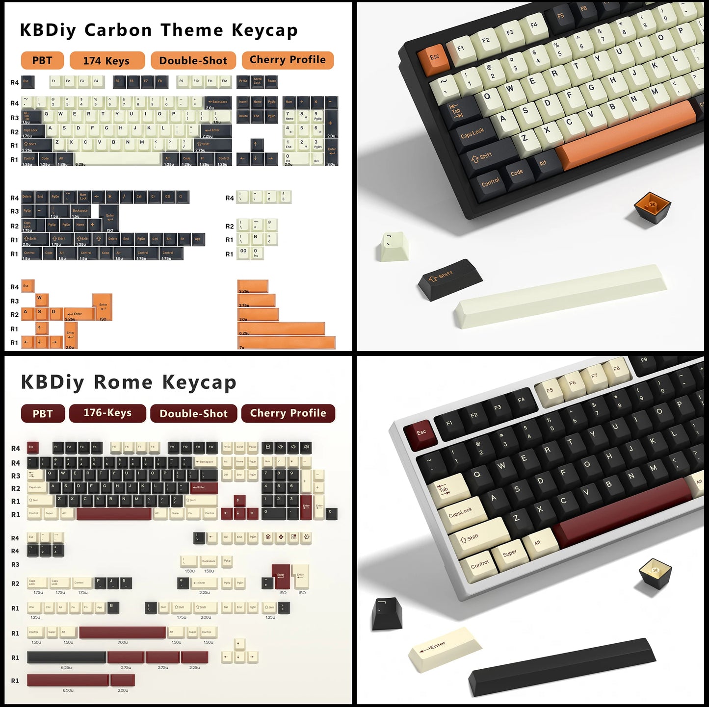KBDiy GMK Jamon Keycap Cherry Profile Double Shot PBT ISO Keycaps For Gamer Mechanical Keyboard Kit Gaming Point Retro Key cap