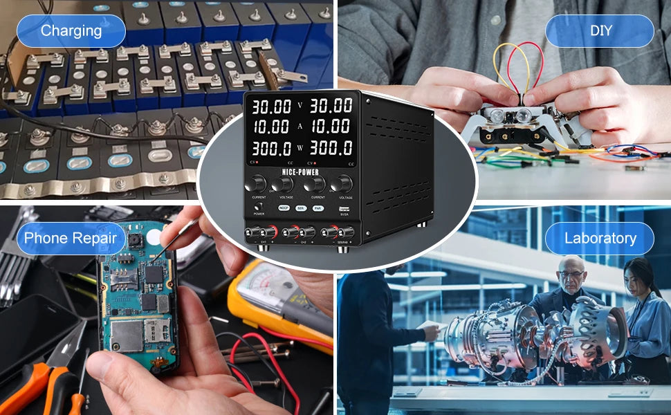 30V 10A DC Power Supply Adjustable Digit Display Dual Channel Lab Power Supplies Voltage Regulator Multiple Output 120V3A 60V5A
