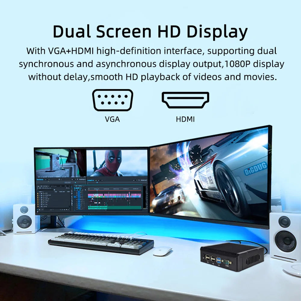 Firewall Industrial Computer Mini pc Fanless Intel Celeron J4125 N5095 4x 2.5G Router LAN NVMe pfsense Firewall Gaming Mini PC