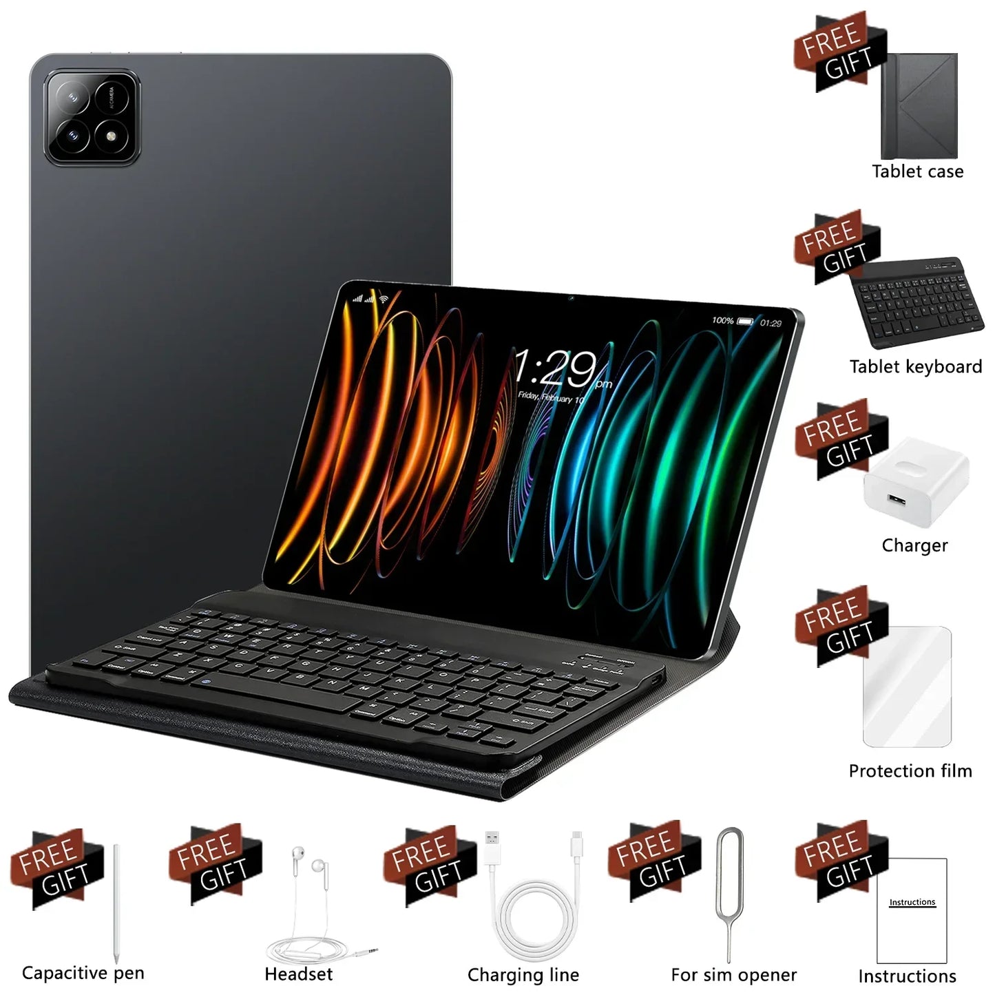 2025 New Pad 7S Pro Tablets 22GB+2TB Android 14 10.1 inch Tablet PC Original Snapdragon888 Global Version 5G Duel SIM Card WIFI
