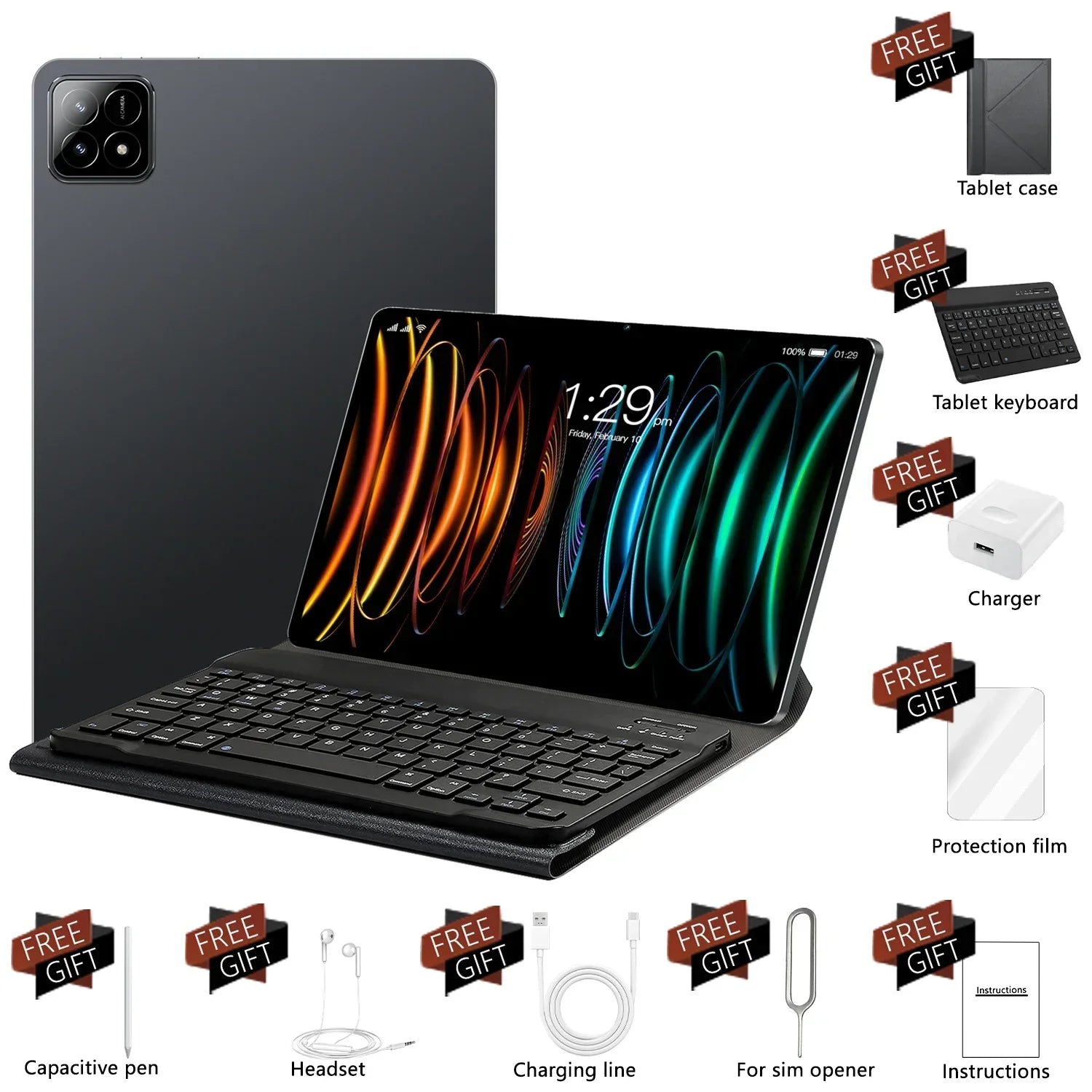 2025 New Pad 7S Pro Tablets 22GB+2TB Android 14 10.1 inch Tablet PC Original Snapdragon888 Global Version 5G Duel SIM Card WIFI