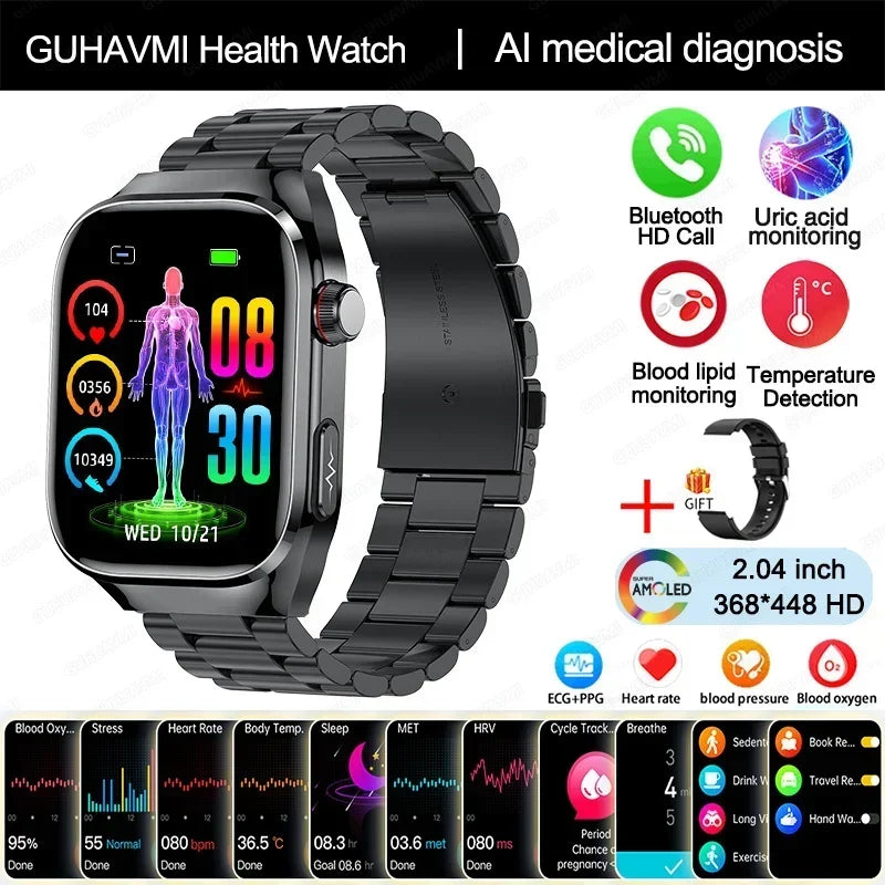 Xiaomi Blood Pressure Uric Acid Body Fat Smartwatch Micro Physical Examination Organ Health Watches Bluetooth Call Smart Watch