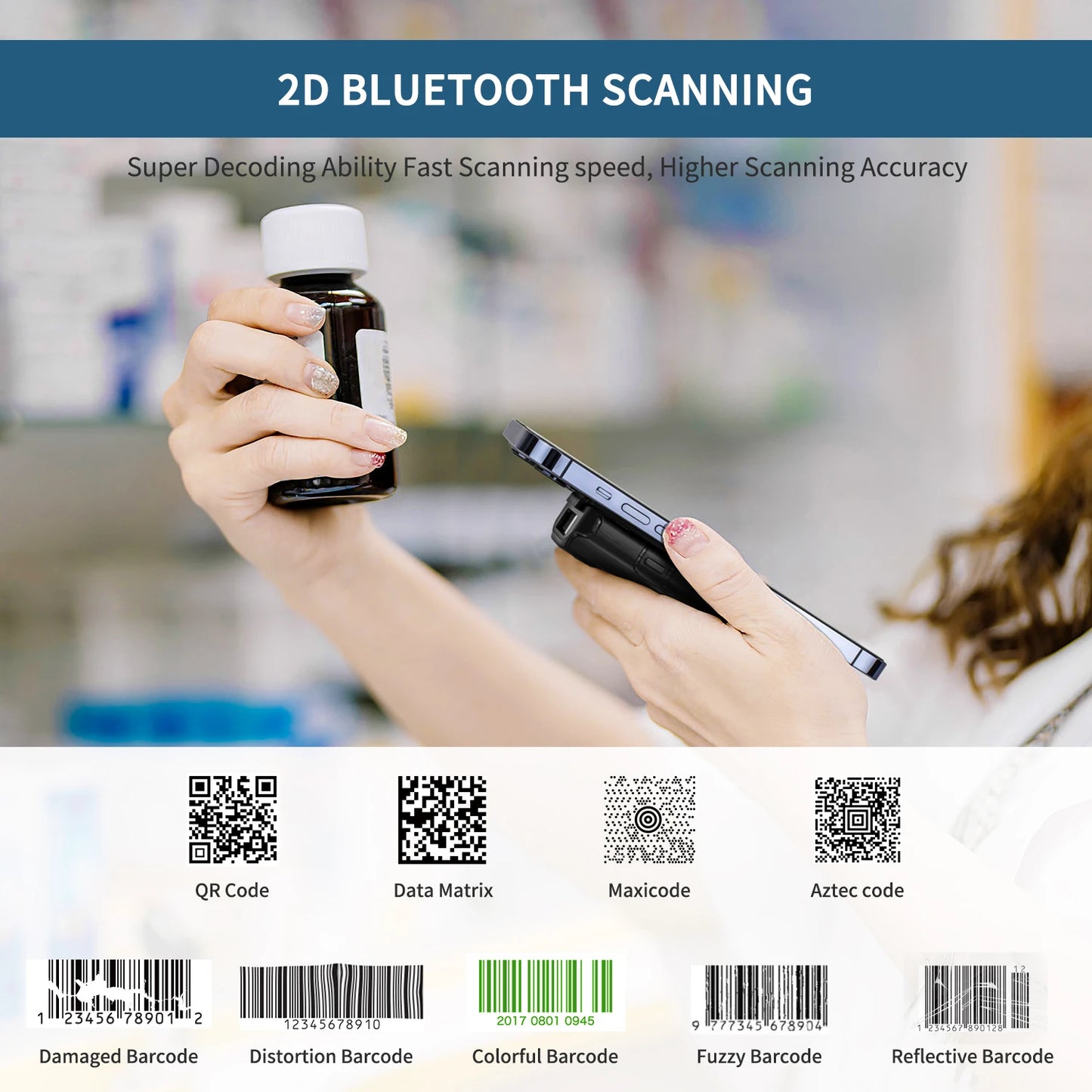 NETUM E740 Wireless CCD Barcode Scanner AND E800 Bluetooth 2D QR Bar code Reader PDF417 Scanner for mobile payment Industry
