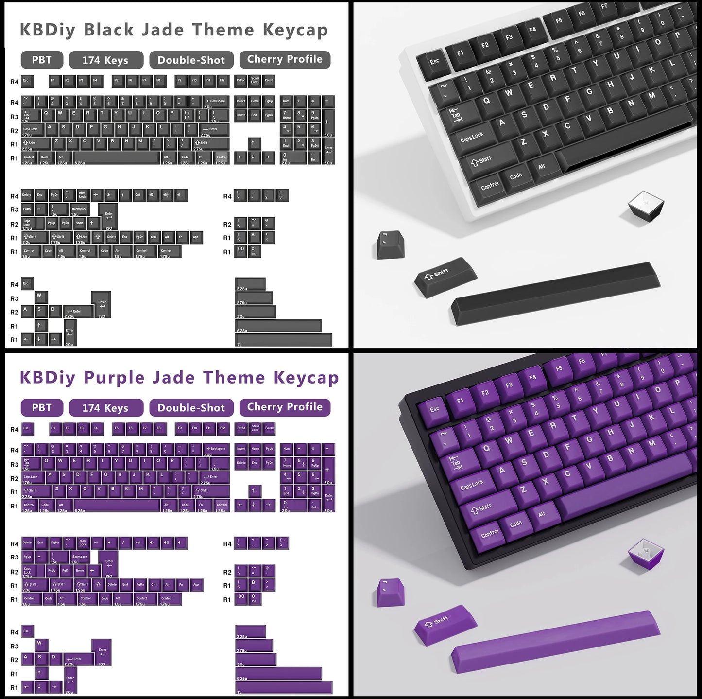 KBDiy GMK Jamon Keycap Cherry Profile Double Shot PBT ISO Keycaps For Gamer Mechanical Keyboard Kit Gaming Point Retro Key cap