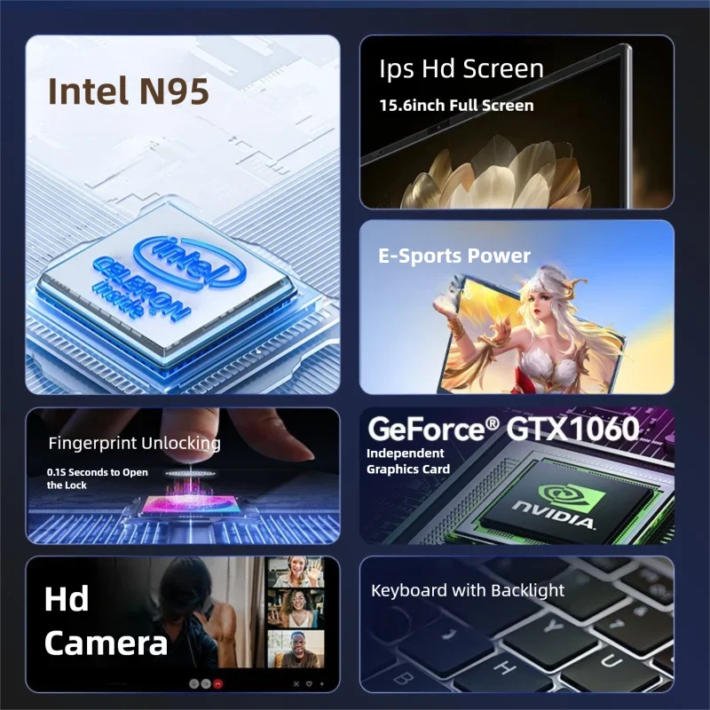 2025 12th Gen Intel Gaming Laptop 15.6" IPS HD Screen 16GB/32GB RAM NVMe PCI-e SSD NVIDIA GTX 1060 6GB GDDR5  Windows 11 Pro