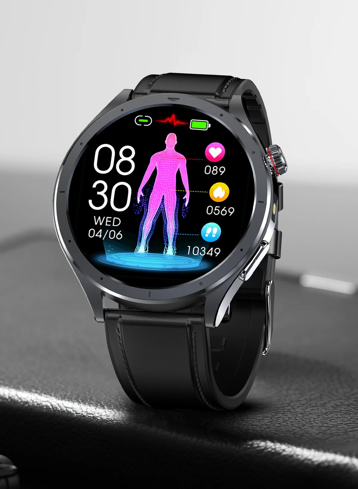 2025 New Body Fat Analysis Health Smart Watch ECG+PPG Uric Acid Blood Pressure Blood Oxygen Clock Call Smart Watch For Men Women