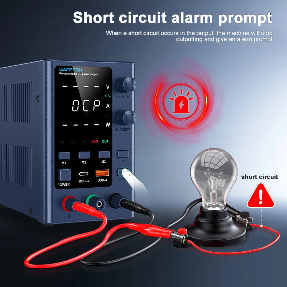 Wanptek DC Power Supply 30V 10A 60V 5A 120V 3A Adjustable Laboratory Power Supply with USB fast Charging Bench Power Supplies