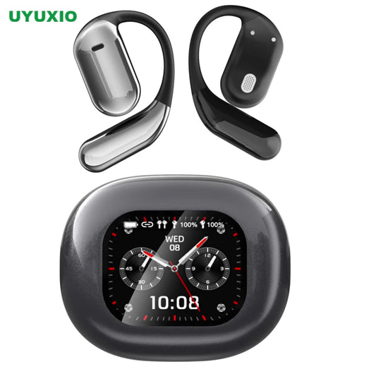 UYUXIO AI Language Translation Earbuds Real Time LCD Touch Screen Open Ear Wireless Headphone with 144 Language for Business