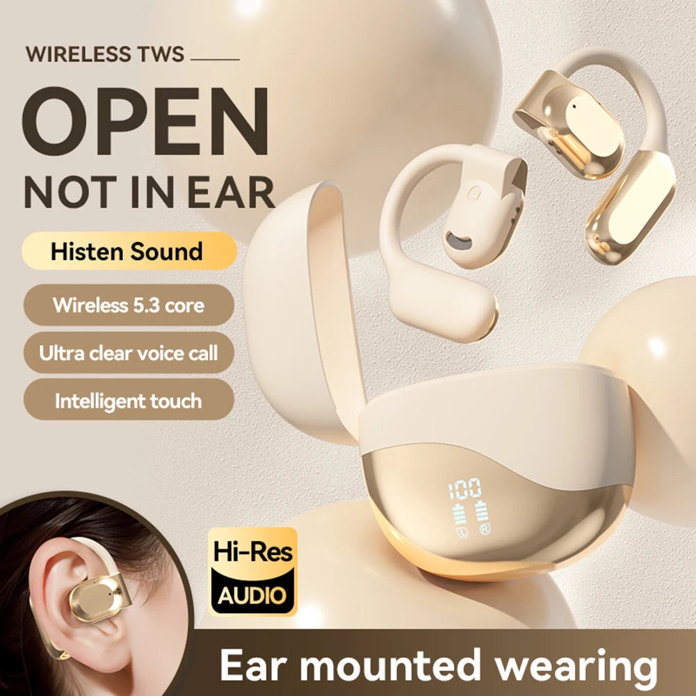Real Time AI Translator Earbuds Bluetooth-Compatible 5.4 Two-Way Smart Voice Translator Ear Hook Headset for Business Travel