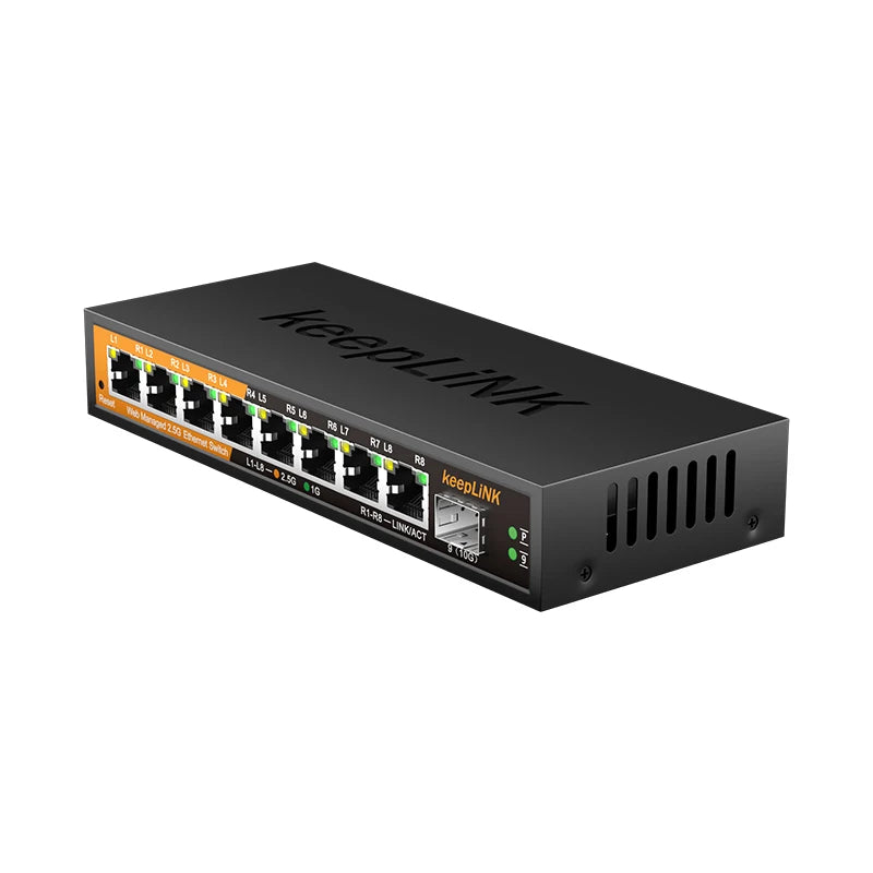 KeepLiNK 9-Port Multi-Gigabit Managed Ethernet Switch with 8-2.5Gb Ports and 1-10Gb SFP+ Uplink