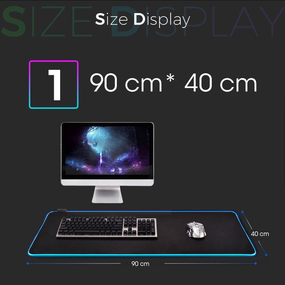 Cool Space Large RGB Mouse Pad Gaming XXL Mousepad LED Mause Pad Gamer Copy Mouse Carpet MausePad PC Desk Pad Mat with Backlit