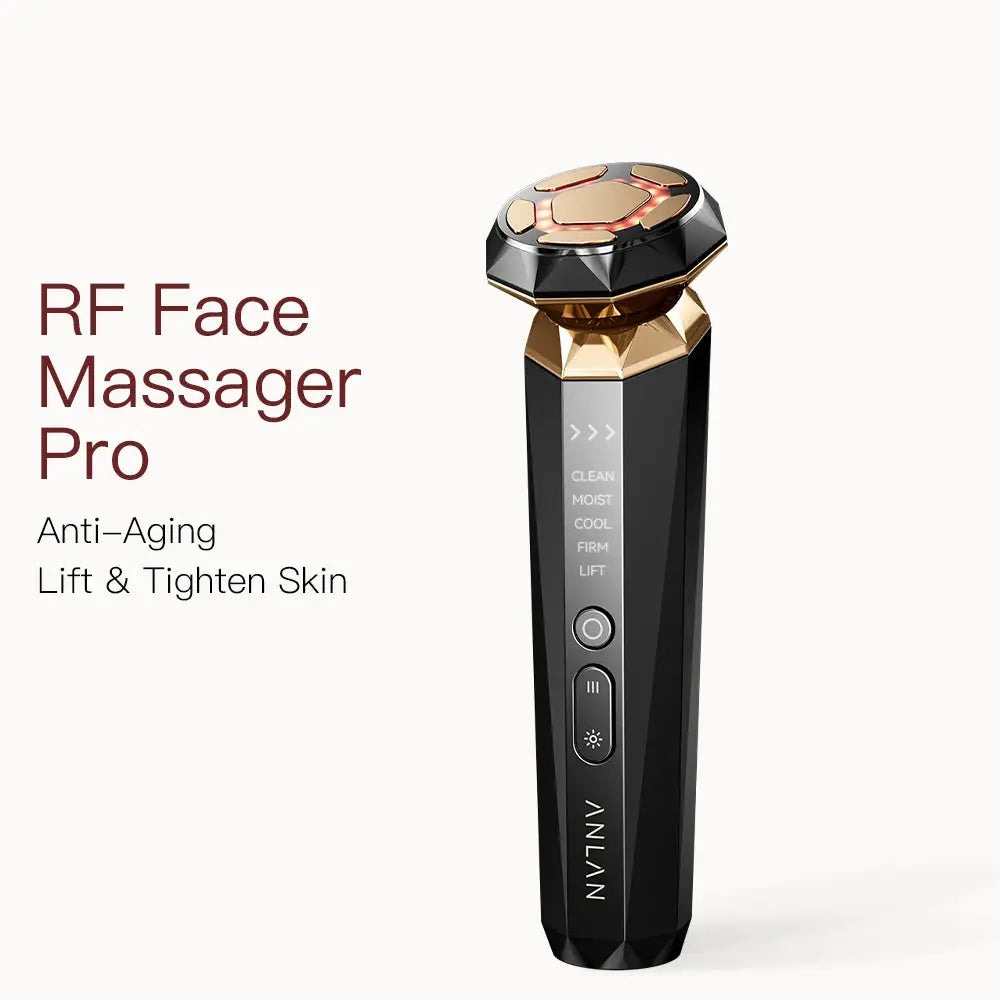 ANLAN Multifunction Skincare Device Pro 18K Gold Face Radio Frequency With Hot Cold EMS Facial Lifting Beauty Skin Care Massager