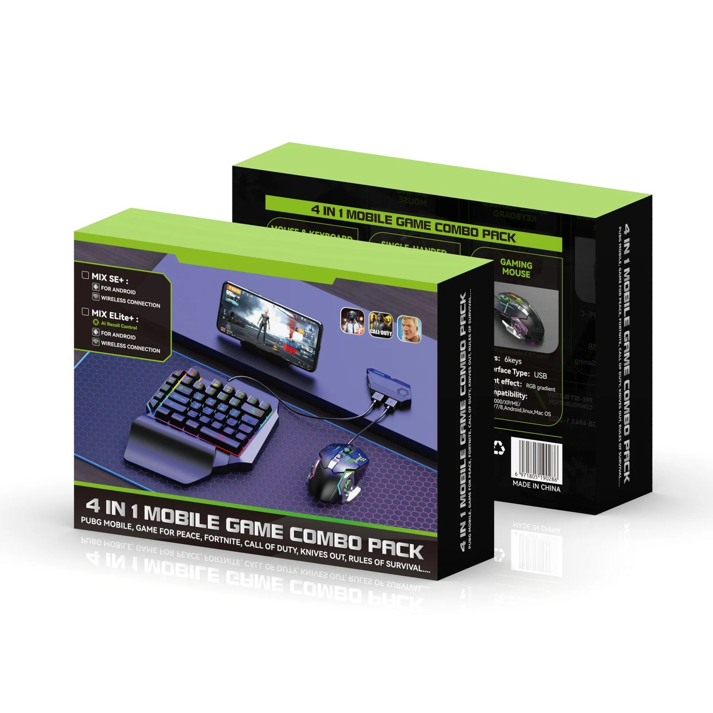 Kit Mobilador Gamer Kit Mobile Games Converter Keyboard Mouse 5 In 1 Kit One Hand Gaming Keyboard Adapter Controller PUBG Mix SE