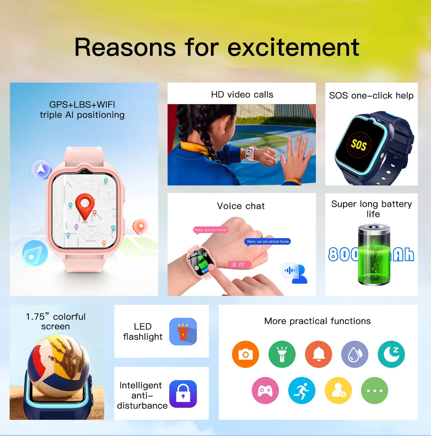 New Blackview Z30 Kids Smart Watch 4G Call Phone Watch, Waterproof Children Monitor Tracker, SOS Child Sports Digital Watches