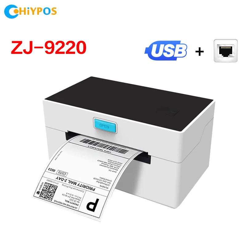4inch Thermal Shipping Label Printer 9220USB/Bluetooth Compatible with Windows/Mac Barcode Label Printer 100*100/150mm