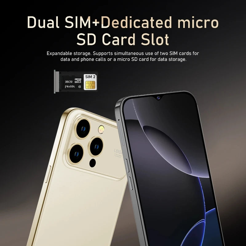 Global Vision 17 Pro Max Smartphone 5G Android 12 8GB RAM 512GB ROM 6.3 Inch Phone 2280x1080HD 24+48MP 4 5G Network Mobile Phone