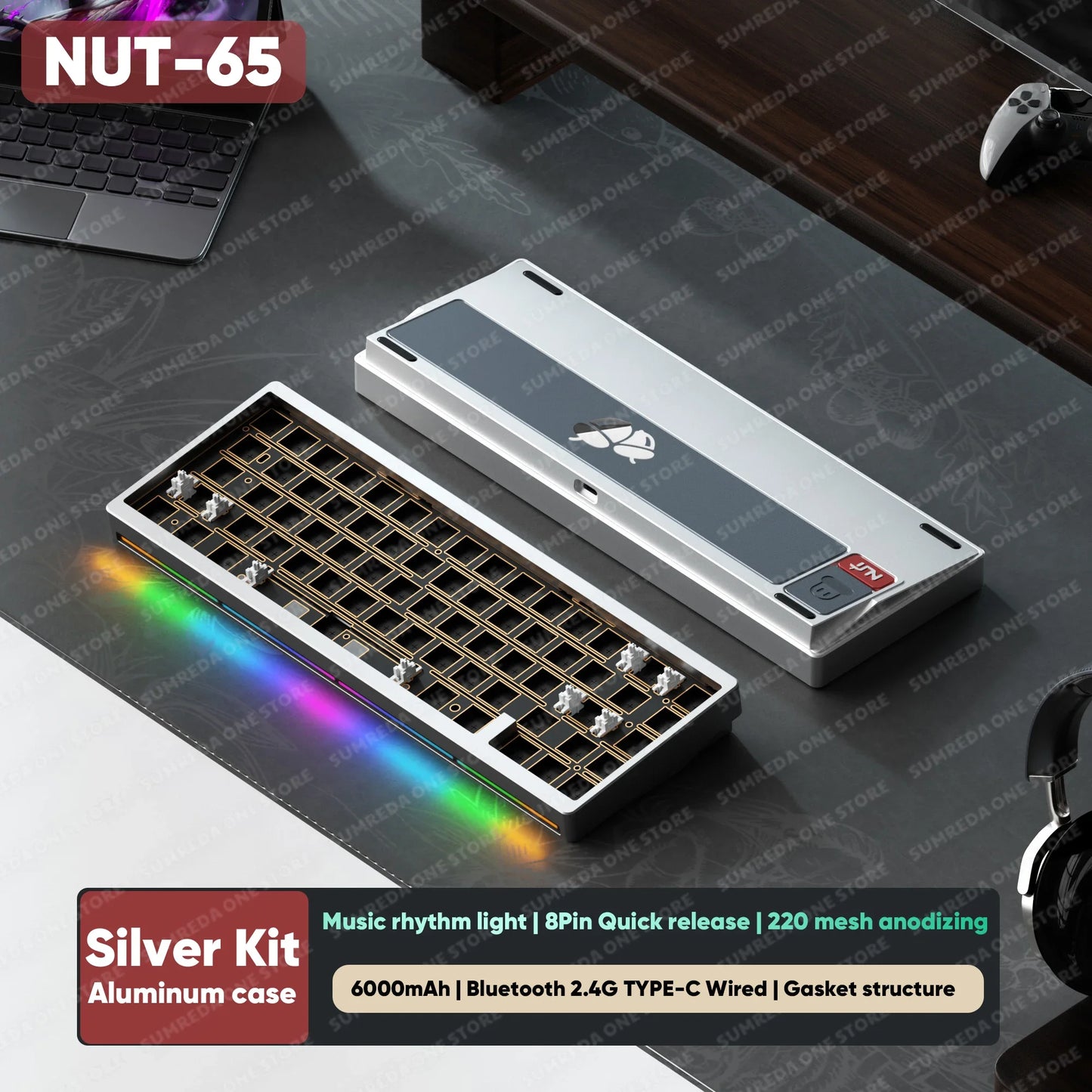 Lucky65 V2 NUT65 Sugar65 Weikav Lucky 65keys Mechanical Keyboard Aluminum 3-Mode Rgb Hot Swappable Custom Wired Gaming Keyboard