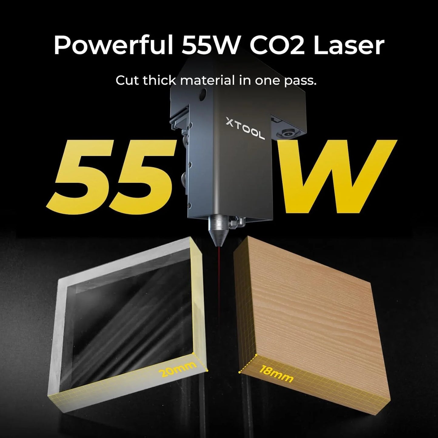 Xtool P2S 55W CO2 Laser Cutter All-In-1 Desktop Engraver Machine for Metal Leather Glass Acrylic Paper-New Condition
