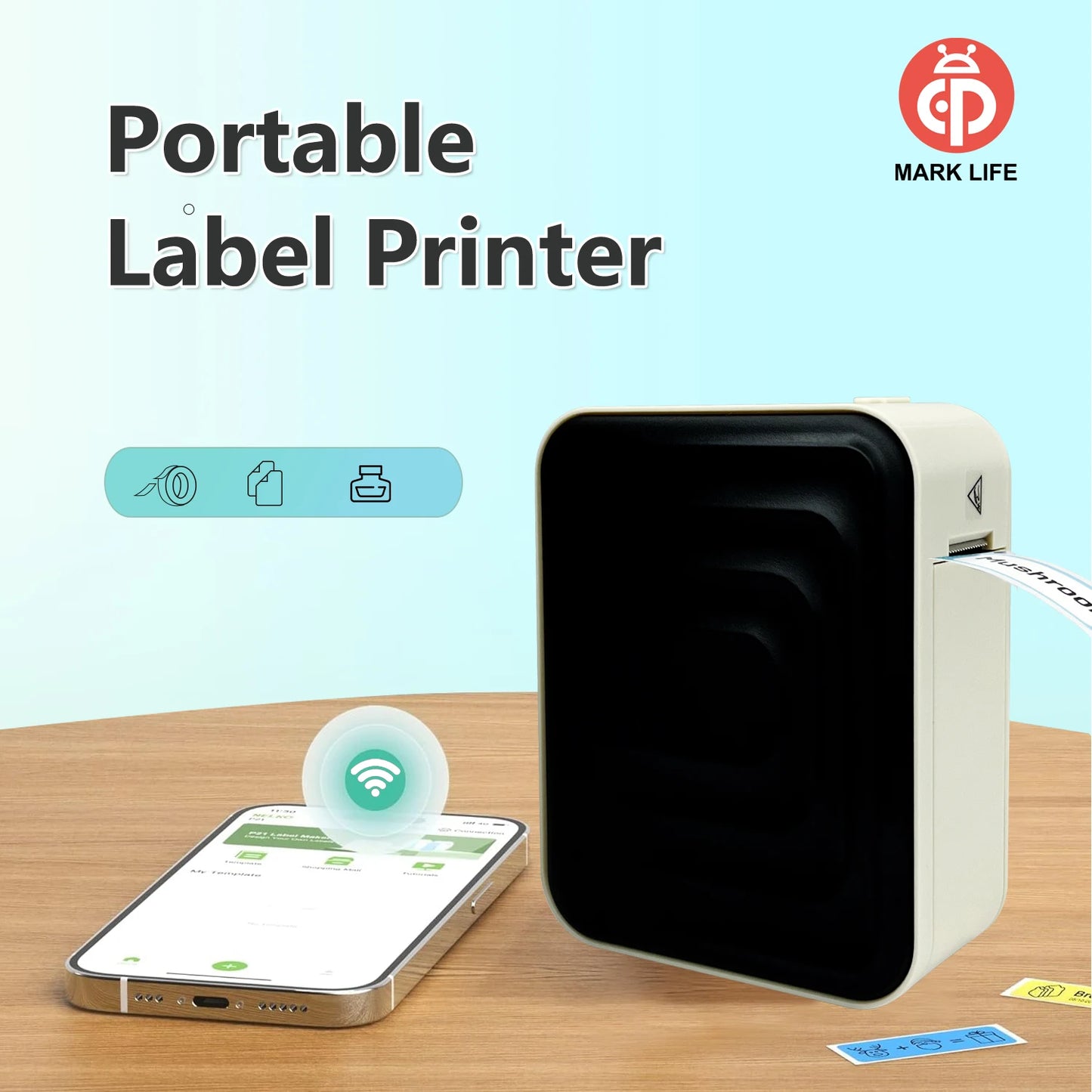 Marklife Mini Smart Label Printer B1 D110 B21 M1 Bluetooth Inkless Sticker Printer For Office Kitchen School To Gift/Marking