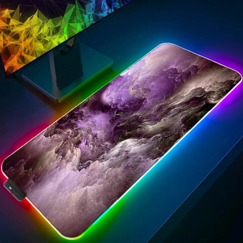 Cool Space Large RGB Mouse Pad Gaming XXL Mousepad LED Mause Pad Gamer Copy Mouse Carpet MausePad PC Desk Pad Mat with Backlit