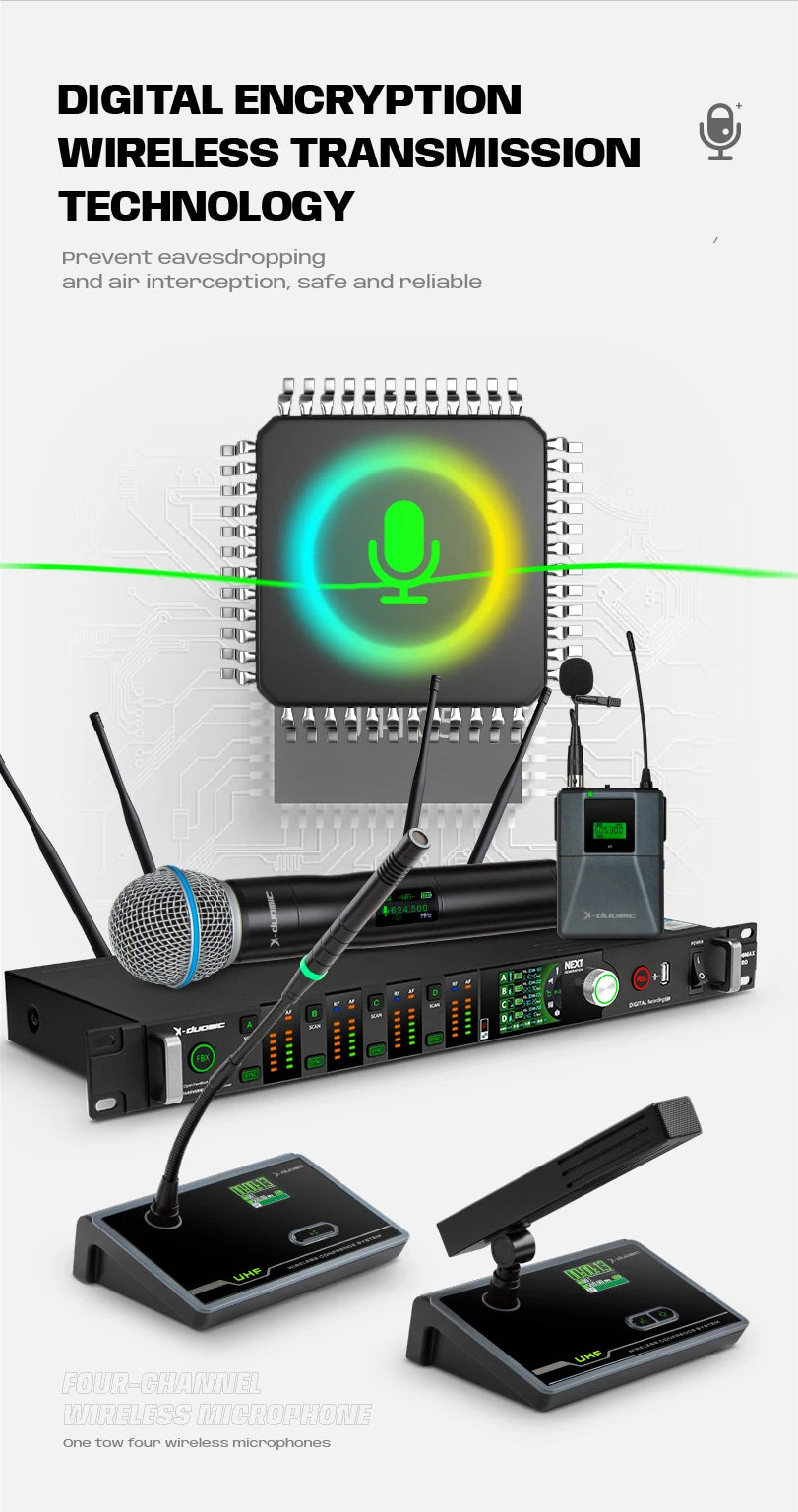 X-DUOMIC M300PRO true diversity one to four wireless microphone professional stage performance balanced reverb anti-howling