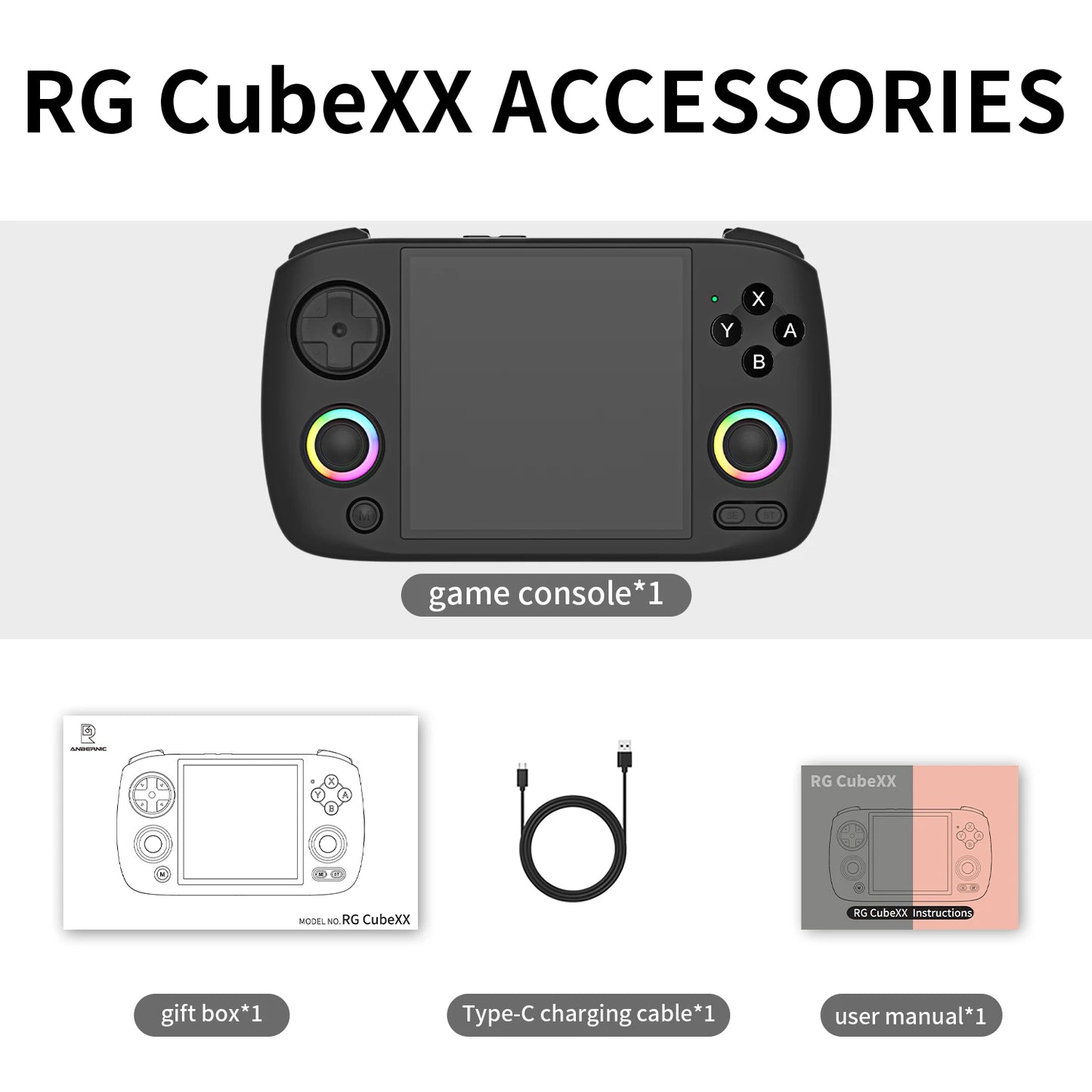 ANBERNIC RG CubeXX Handheld Game Console 3.95" IPS HD Screen Linux WIFI Bluetooth 256G PSP RG Cube XX Retro Video Gaming Console
