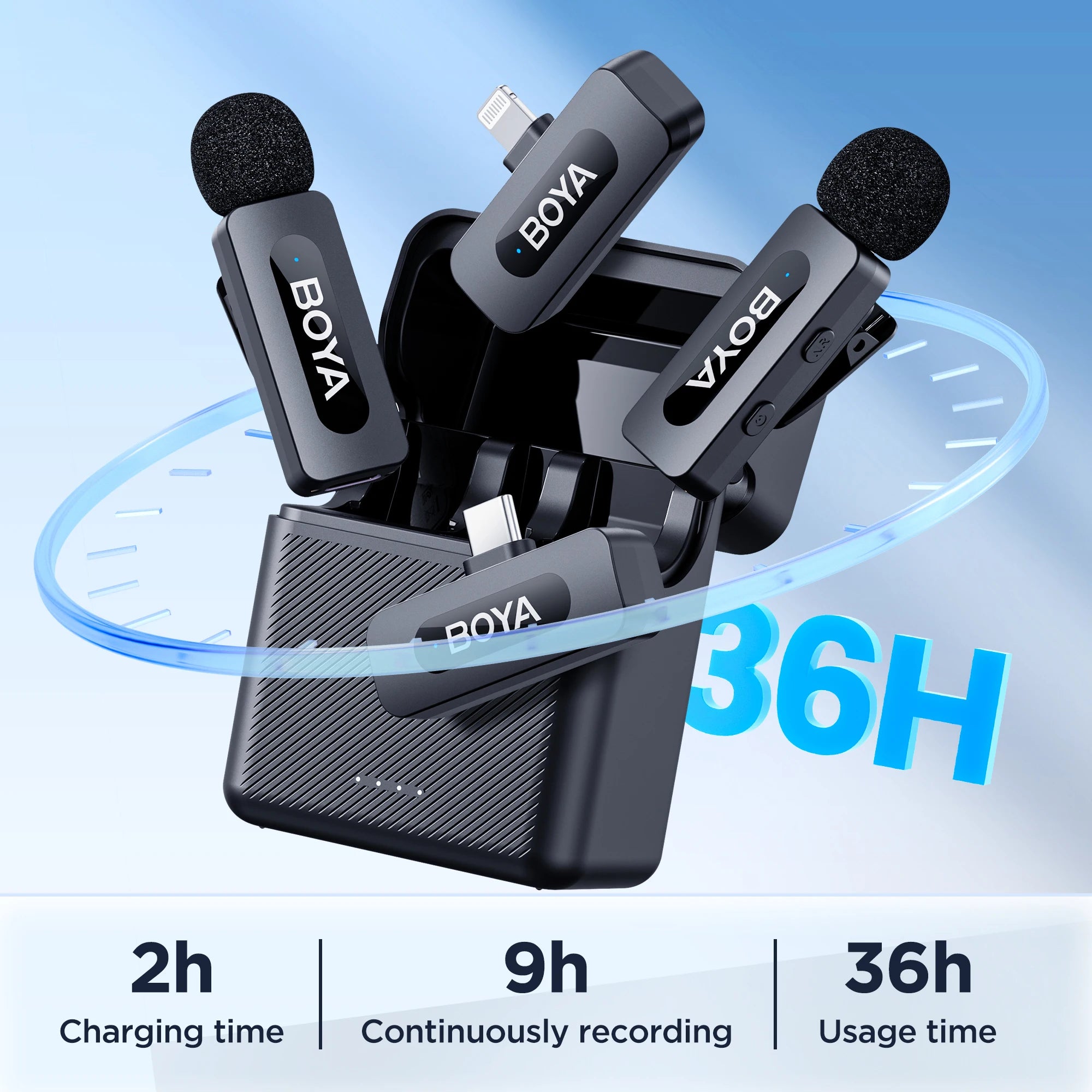 BOYA V3 Professional Wireless Lavalier Microphone Kit Compatible with Android and DJI Pocket 3 Type-C USB-C livestreaming, vlog