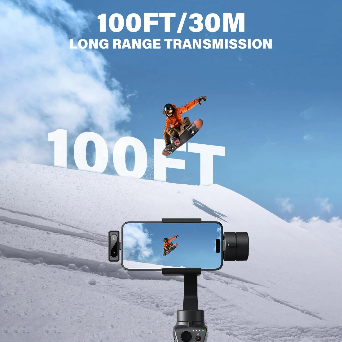 Professional Wireless Lavalier Microphone Noise Cancelling&Magnetic Portable Clip-on Mic for iPhone Android PC Live Interview