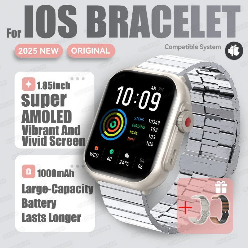 2025New For XIAOMI IOS Watch Ultra2 Smart Watches Women 1000mAh 1.85" AMOLED Full Touch Screen BT Call Ladies Fashion Smartwatch