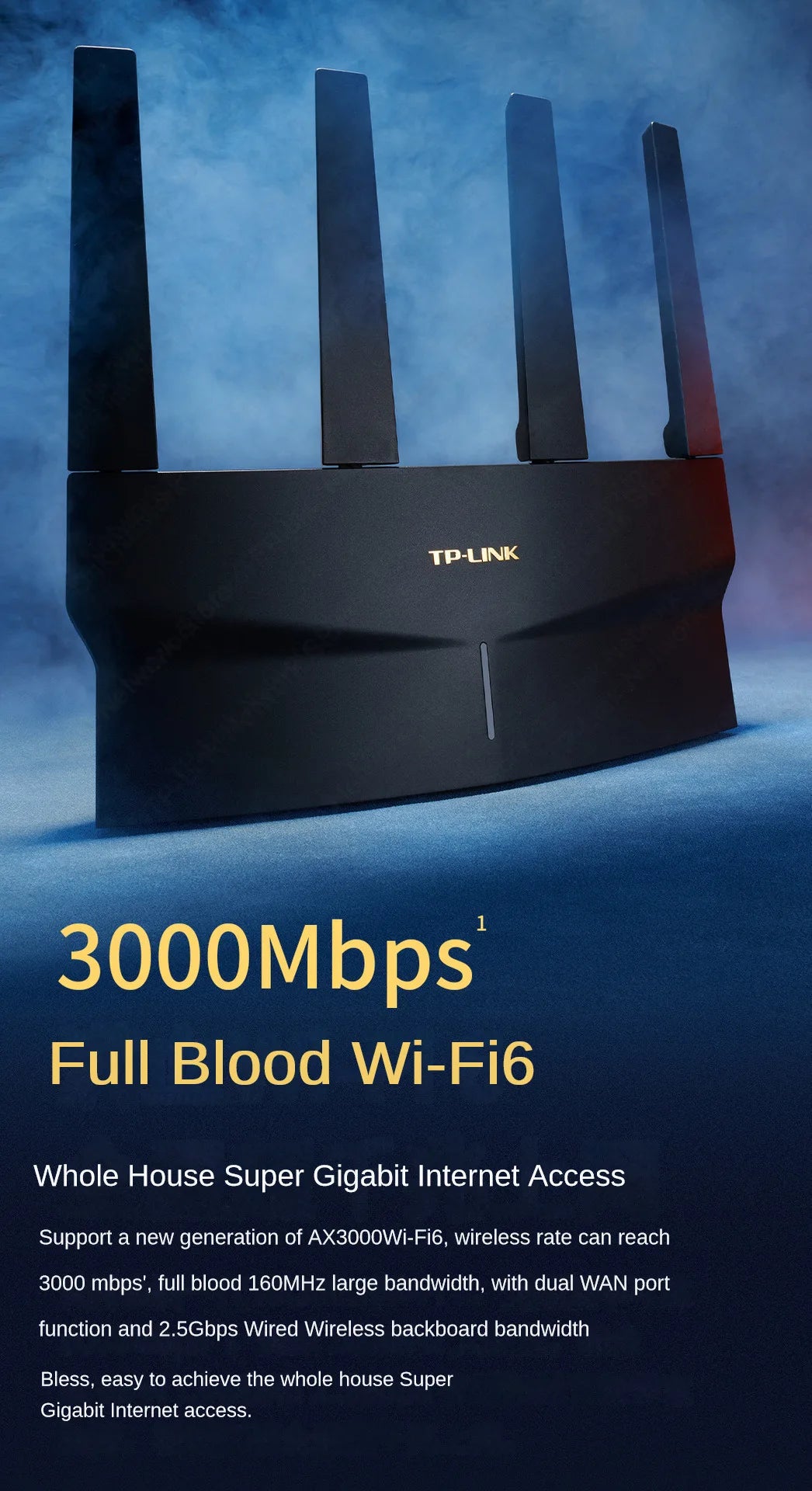 TP-LINK WIFI6 Dual Band AX3000 Wireless Router 2.5G&5G Mesh Networking AP Hotspot  Wifi Range Extender  Access Point