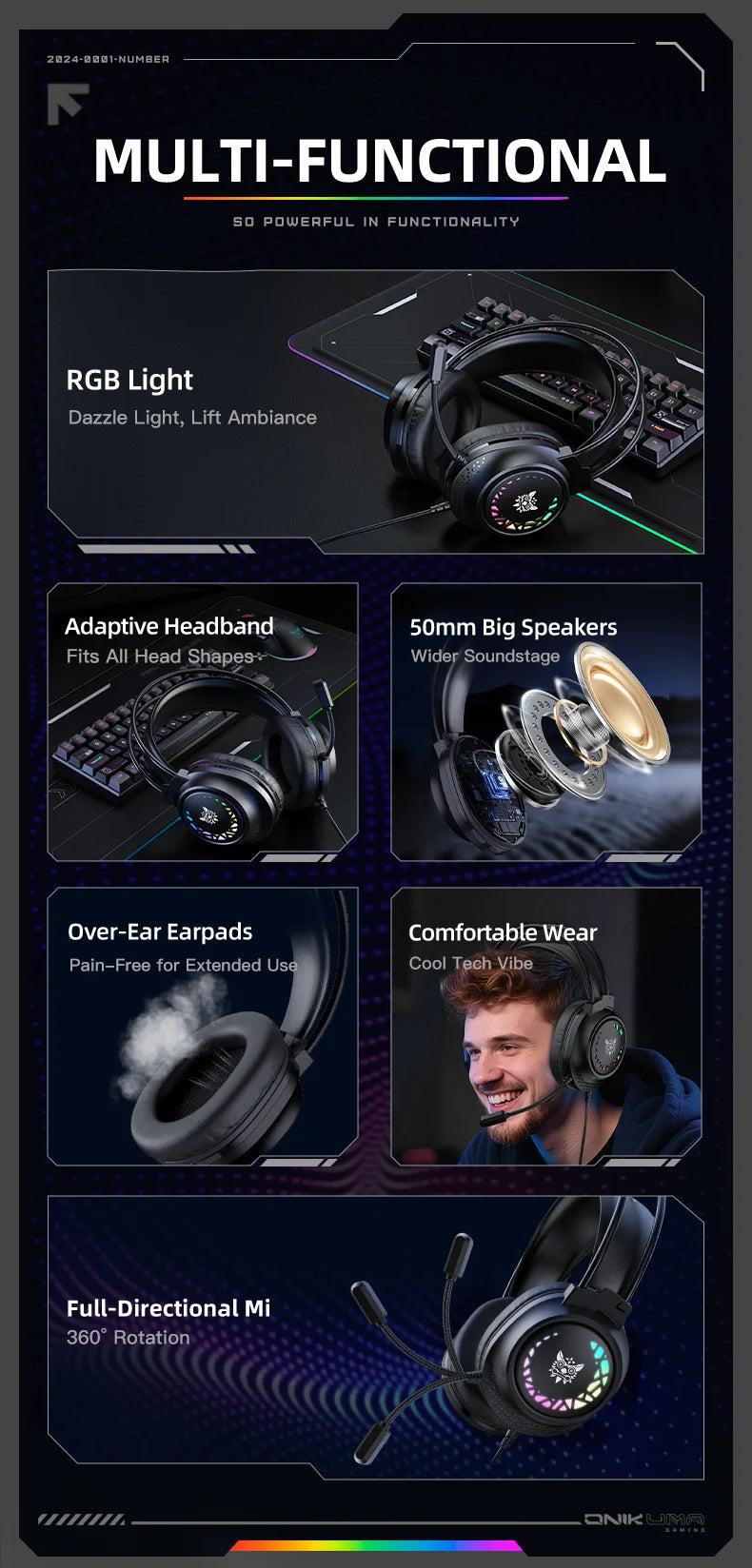 ONIKUMA X92 Gaming Headset Esports Package New FULL RGB Light Design Headphones with Mic Headphone for PC Gamer Game Accessories