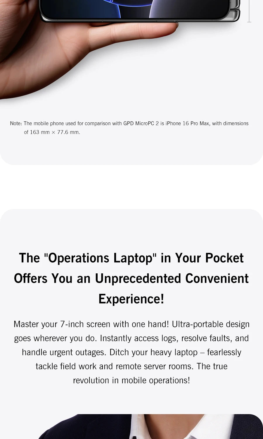 GPD MicroPC 2 Handheld Mini Laptop 7 Inch Touch Screen 16GB RAM 512GB SSD N300 CPU Windows 11 System