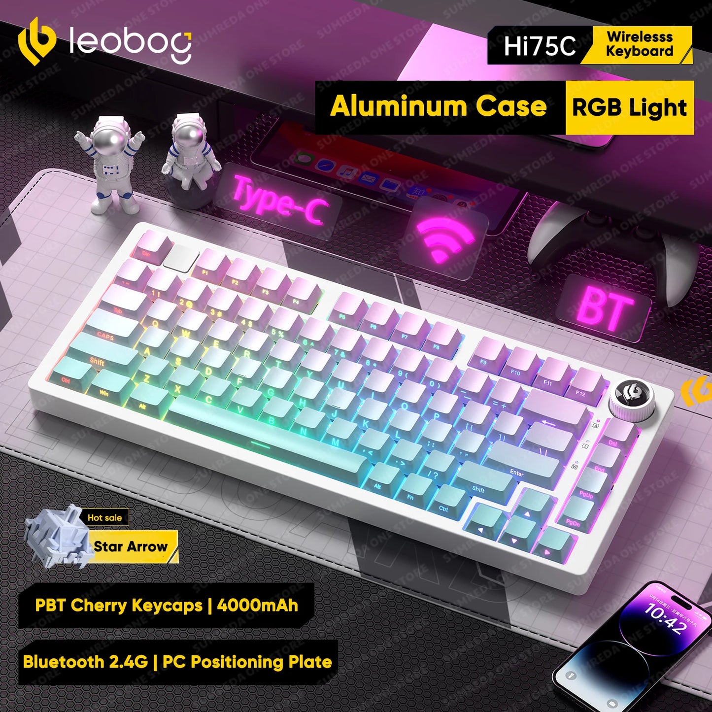 Leobog Hi75C Gaming Aluminum Wireless Mechanical Keyboard Kit Hi75 Hi75C Pro 81Keys Bluetooth 2.4G Wired  Hotswap Gamer Keyboard