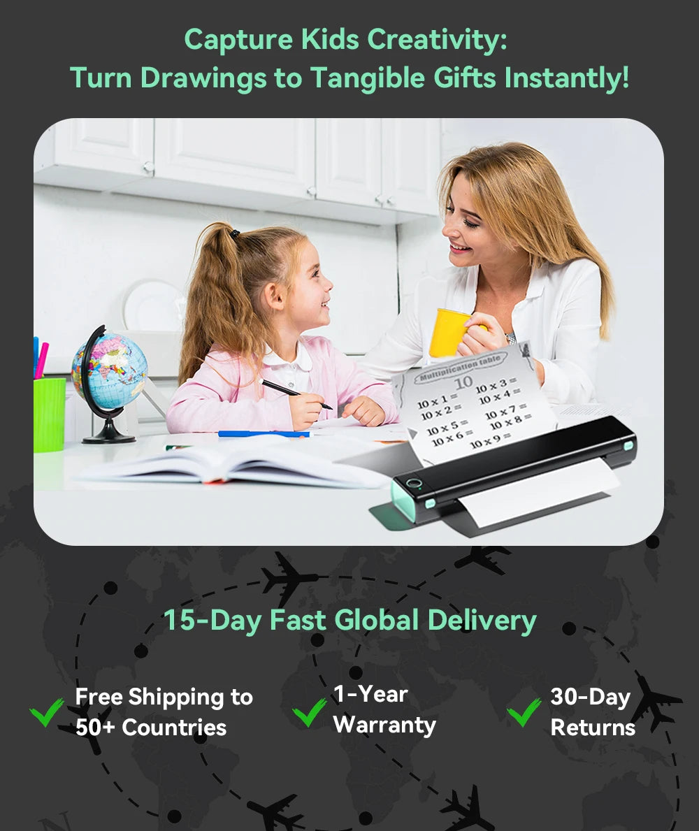 Phomemo M08F Wireless Thermal A4 Printer Bluetooth, Portable Label Maker for Home Office Shipping, Compatible iOS Android PC