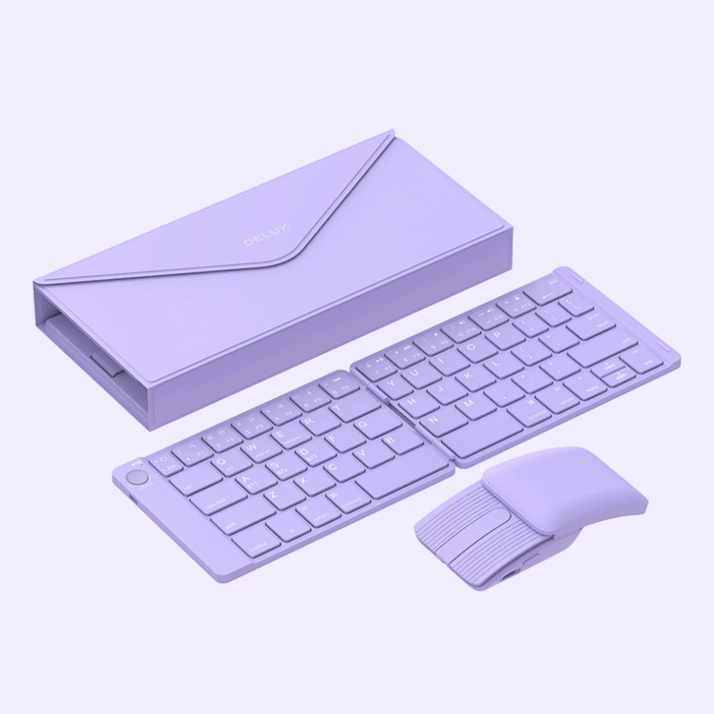 Delux Folding Keyboard Mouse Set Wireless Ultra Slim Portable Silent Kit Multi-Device Support For Windows Android IOS System