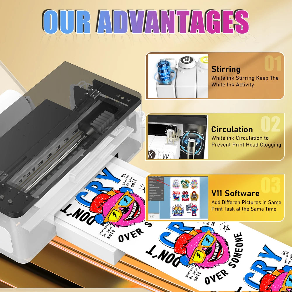 Colorsun A3 DTF Printer For Epson L1800 DTF Printing Machine Direct to Film Impresora A3 DTF Printers For T-Shirt Hoodies Fabric