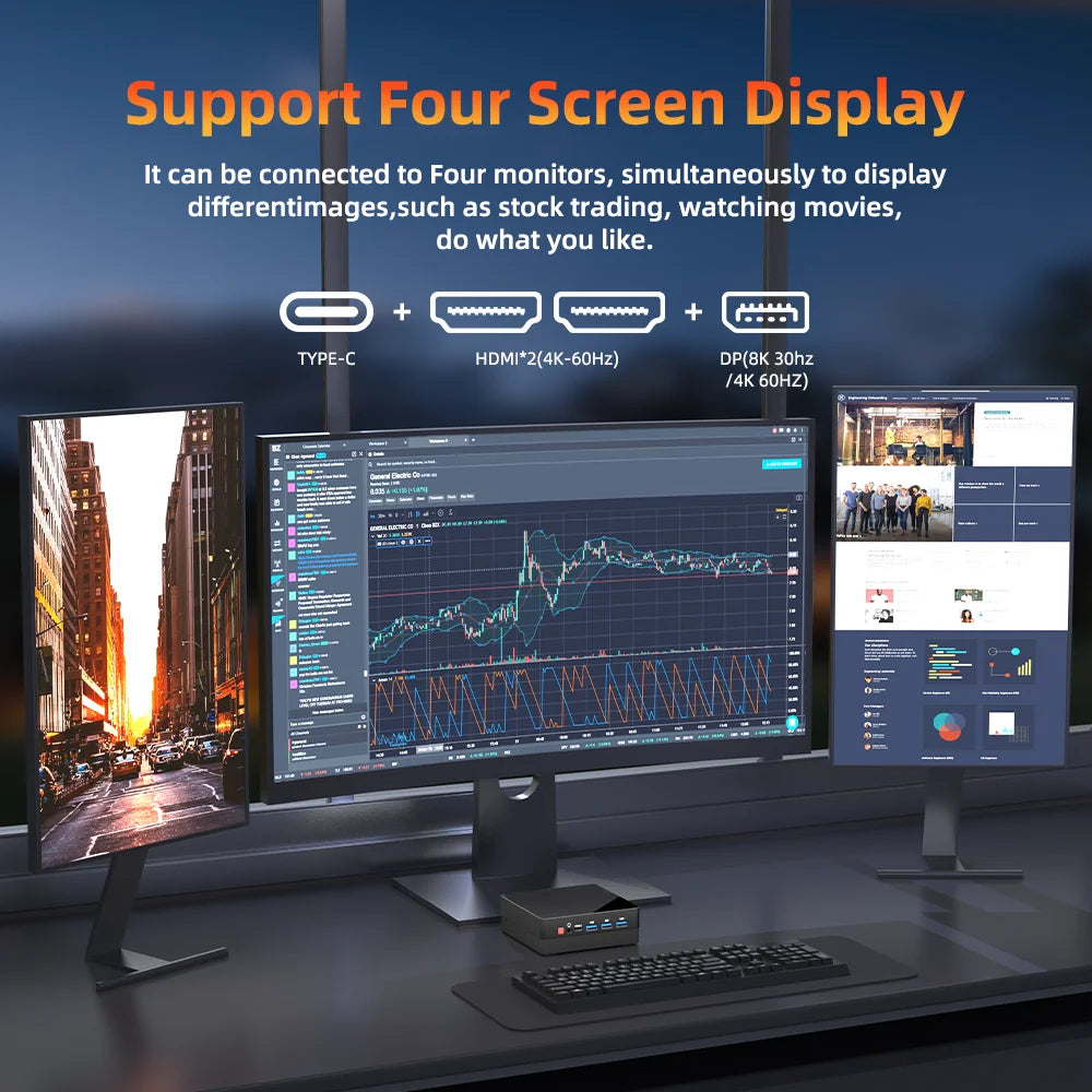 ZXIPC Mini PC Ryzen 7 5800H 6600H 7735HS 4500U DDR4 16GB 512GB Nvme SSD WIFI6 BT5.2 Desktop MINI PC Gamer Computer Four Display